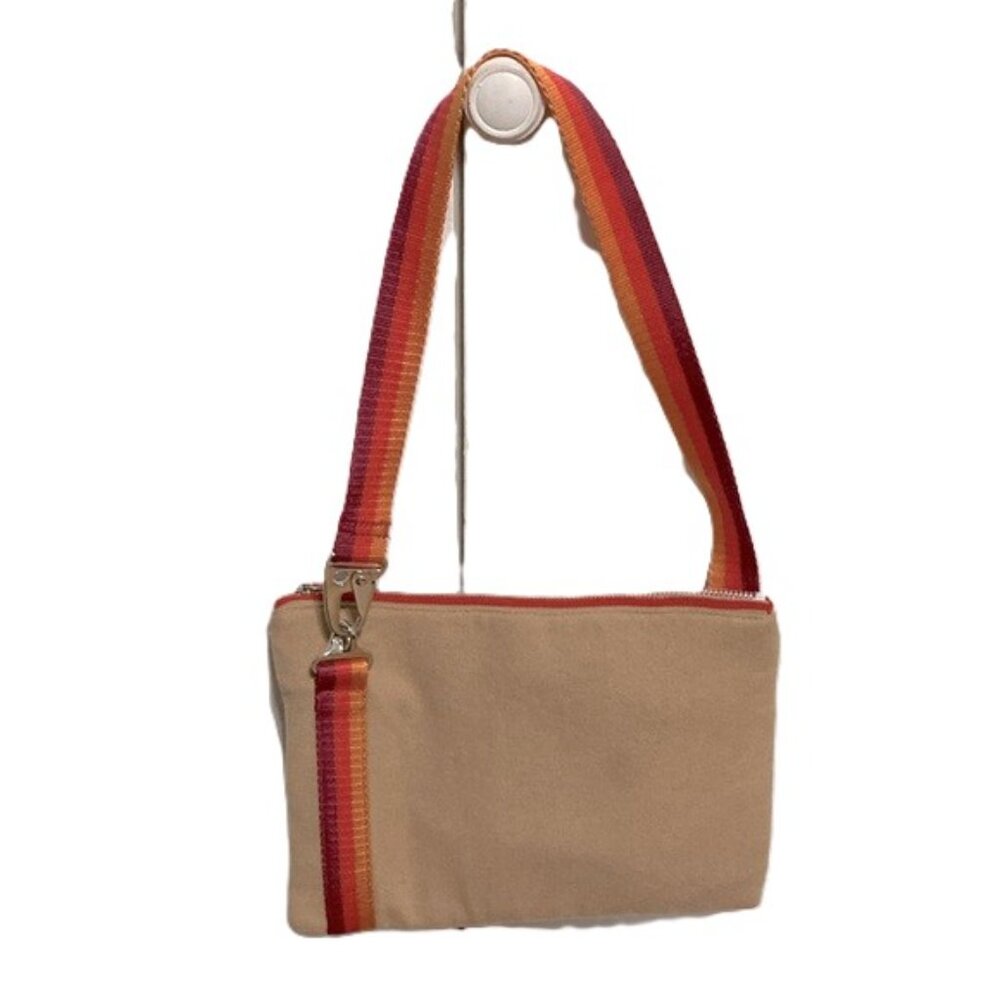 GAP Y2K Mini Shoulder Bag Wool Blend Rainbow Strap Zipper 10 x 7.5 x 0.5 inches